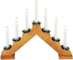 Konstsmide Light Wooden Candlestick With 7 Lights -Christmas Sales Store 2262 130ee new