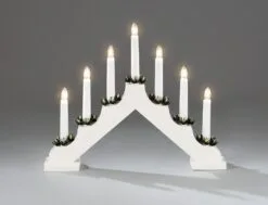 Konstsmide White Wooden Candlestick With 7 Lights