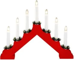 Konstsmide Red Wooden Candlestick With 7 Lights -Christmas Sales Store 2262 510ee new