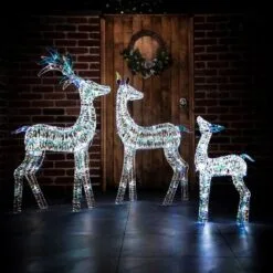 Norfolk Leisure 125cm Iridescent Reindeer Family With 200 White LED Lights