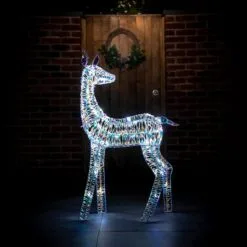 Norfolk Leisure 110cm Iridescent Standing Reindeer With 70 White LED Lights