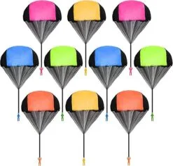10 Pack Parachute Toy, Tangle Free Throwing Toy Parachute, Kids Outdoor Toys, Flying Gifts For 3 4 5 6 7 8 9 10 Year Old Boy Girl Toy