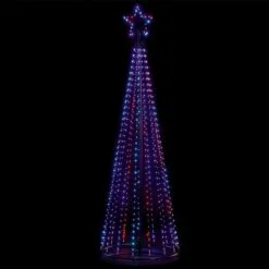 Pin Wire 2.1m Pyramid Tree With LED Lights In Rainbow
