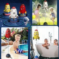 Space Rocket Jet Sprinkler Spinning Flying Splash Playing Water Toy Summer Outdoor Water Powered Launcher Kids Bath Toys -Christmas Sales Store 677598414 max
