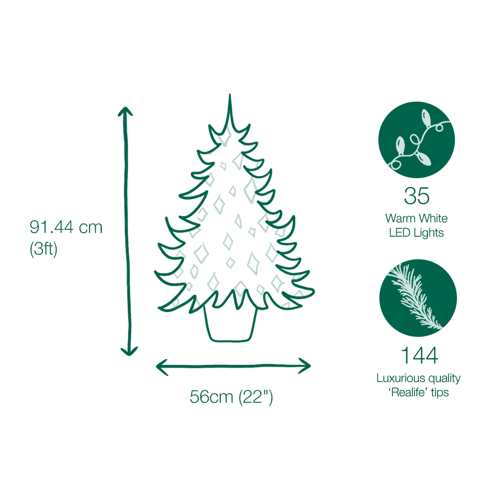 3ft Pre-lit Battery Operated Glittery Bristle Pine Burlap Artificial Christmas Tree 4 3ft Pre-lit Battery Operated Glittery Bristle Pine Burlap Artificial Christmas Tree - Image 2