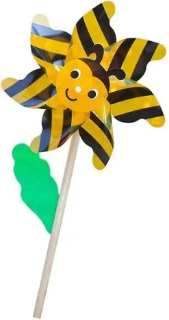 Wood Windmills Garden Bee Beetle Wind Spinner Kids Pinwheels Toys Colorful Windmill Ornament Lawn Yard Decoration Accessory Yellowyellow Black1pcs
