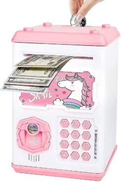 Piggy Bank, Great Unicorn Toys Gifts For Girls Boys Kids, Electronic Mini Atm Cash Coin Bank Mo