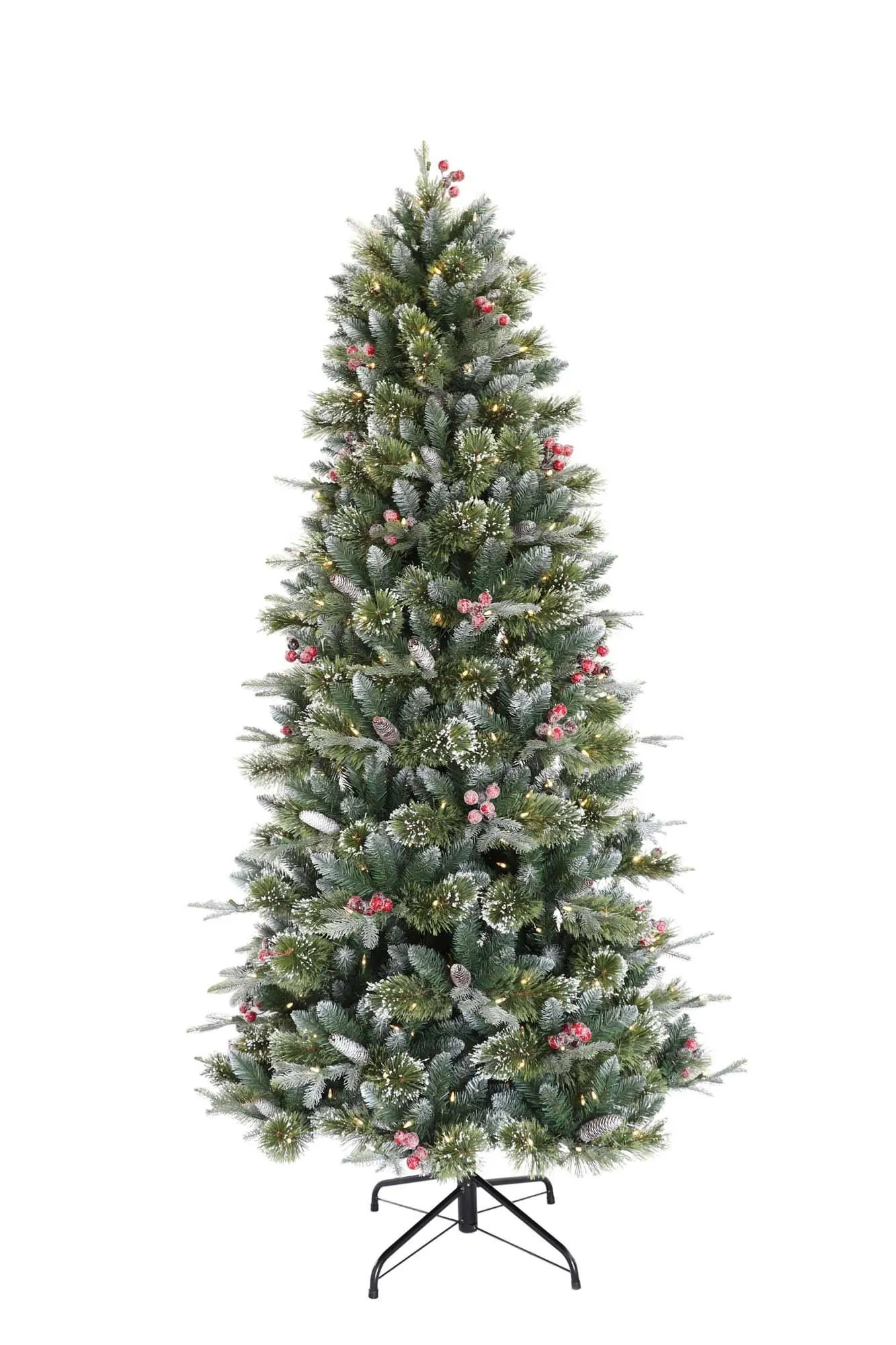 7.5ft Pre-lit Berry Spruce Slim Frosted Life Like Artificial Christmas Tree 3 7.5ft Pre-lit Berry Spruce Slim Frosted Life Like Artificial Christmas Tree