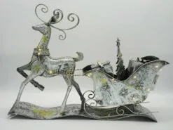 Metal Pre-lit Reindeer And Sleigh