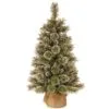 4ft Glittery Bristle Pine Burlap Potted Artificial Christmas Tree -Christmas Sales Store GB3 811 30 1 0