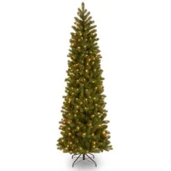 8ft Pre-lit Bayberry Spruce Pencil Feel-Real Artificial Christmas Tree