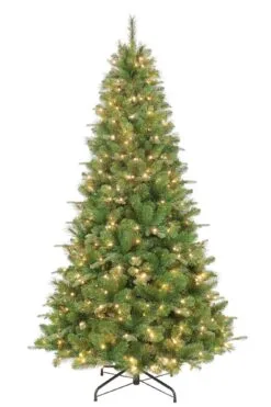 7ft Pre-lit Pinehurst Spruce Green Traditional Artificial Christmas Tree With Warm White LED's