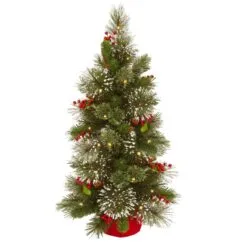 3ft Pre-lit Battery Operated Wintry Pine Artificial Christmas Tree