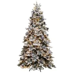 7ft Pre-lit Yukon Snowy Pine Life Like Artificial Christmas Tree