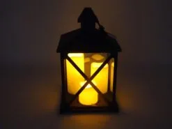 LED Lantern Bronze With 3 Flickering Candles