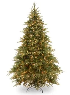 7.5ft Pre-lit Weeping Spruce Feel Real Artificial Christmas Tree With 600 Warm Lights
